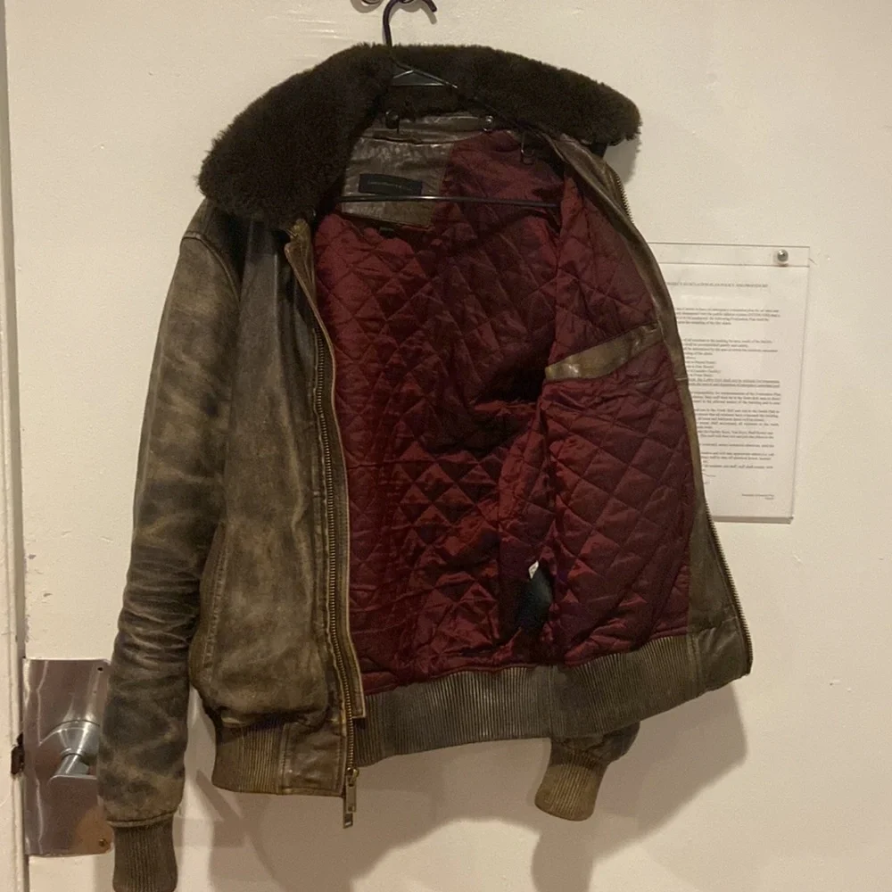 John Varvatos fur neck leather jacket from Bloomingdale’s - Picture 2 of 8